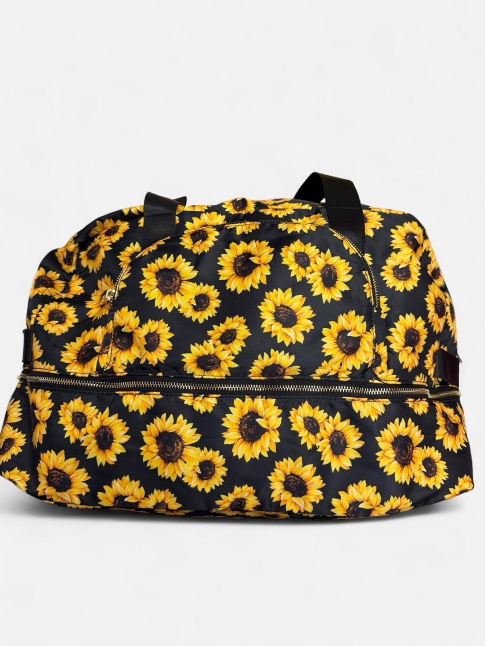 NWT Large No Boundaries Sunflower Soft Bodied Travel Duffel Bag - Black & Yellow